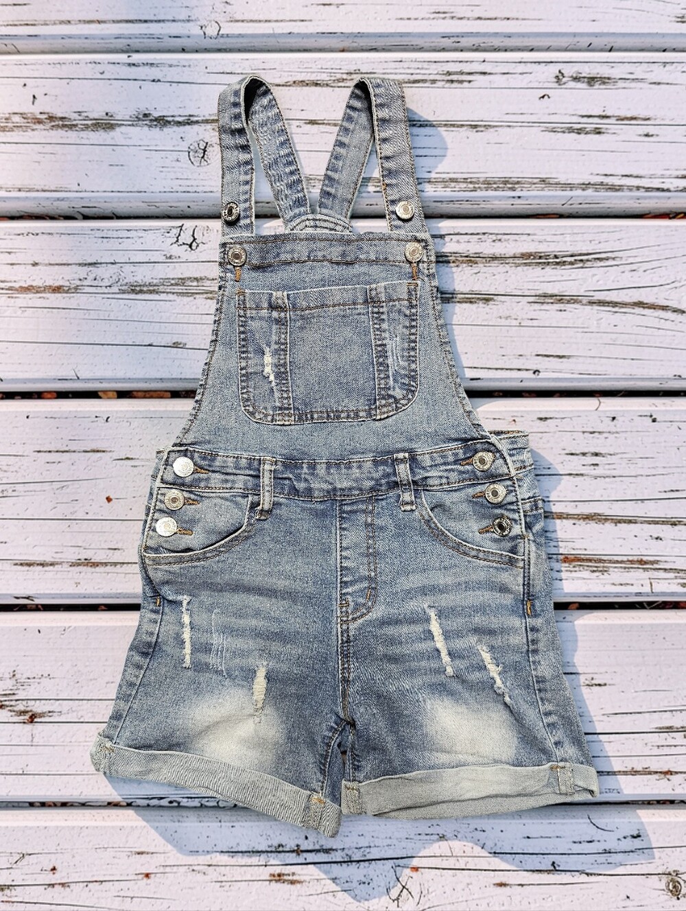 SHEIN Denim Short Overalls for Kids - Light Blue. Size 9. Great Condition!